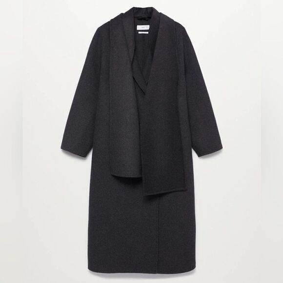 Mango Wool Blend Coat With Scarf New - Picture 13 of 16